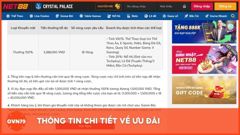 Thông tin chi tiết về ưu đãi