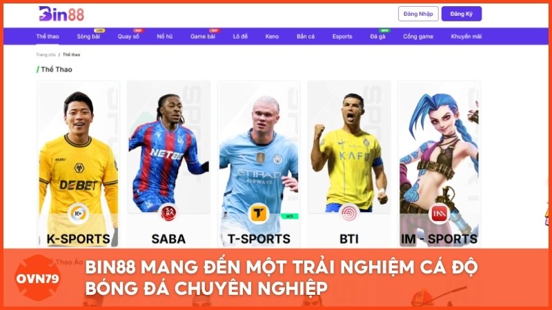Bin88 mang đến một trải nghiệm cá độ bóng đá chuyên nghiệp với các sảnh được nhiều người biết như SABA, BTI, K-Sports, T-Sports và IM-Sports, 