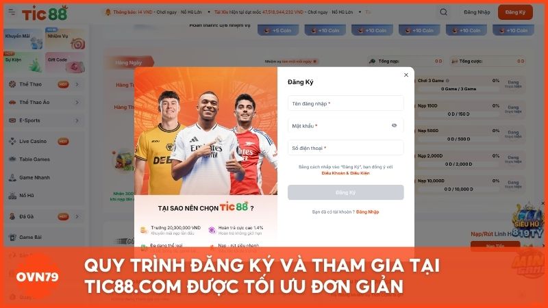 Quy trình đăng ký và tham gia tại Tic88.com được tối ưu đơn giản, giúp tân thủ dễ dàng tiếp cận sân chơi của nha cai uy tin này