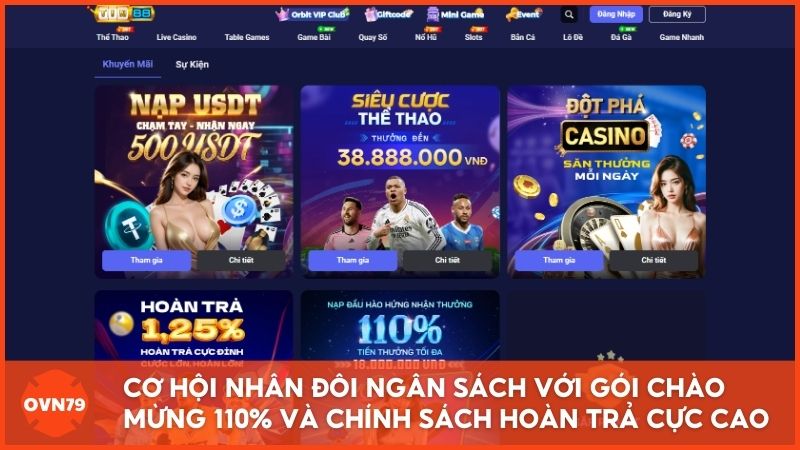 Cơ hội nhân đôi ngân sách với gói chào mừng 110% và hàng loạt chính sách hoàn trả cực cao chỉ có tại Tin88