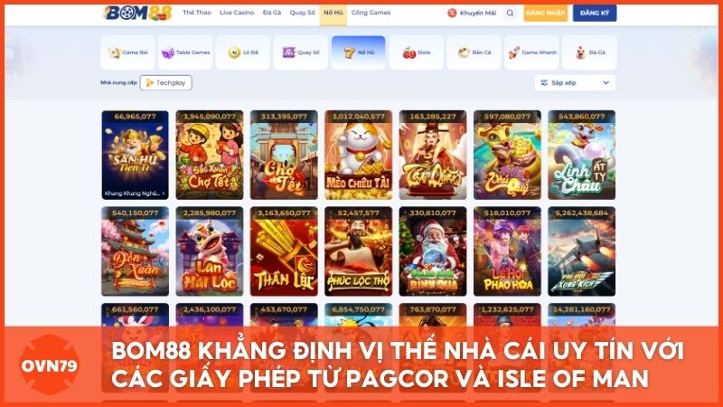 Bom88.com sở hữu nền tảng pháp lý vững chắc với các giấy phép từ PAGCOR và Isle of Man, khẳng định vị thế nhà cái uy tín Bom88