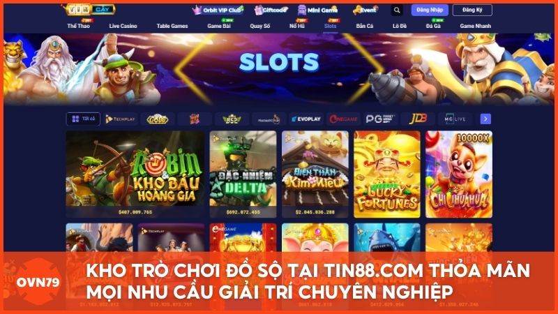 Kho trò chơi đồ sộ tại Tin88.com, từ Nổ hũ đỉnh cao đến Live Casino sắc nét, thỏa mãn mọi nhu cầu giải trí chuyên nghiệp