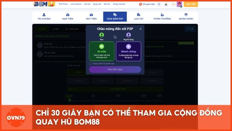 Giao diện đăng ký thân thiện và tối giản của Bom88.com, giúp người chơi dễ dàng gia nhập hệ thống chỉ trong 30 giây