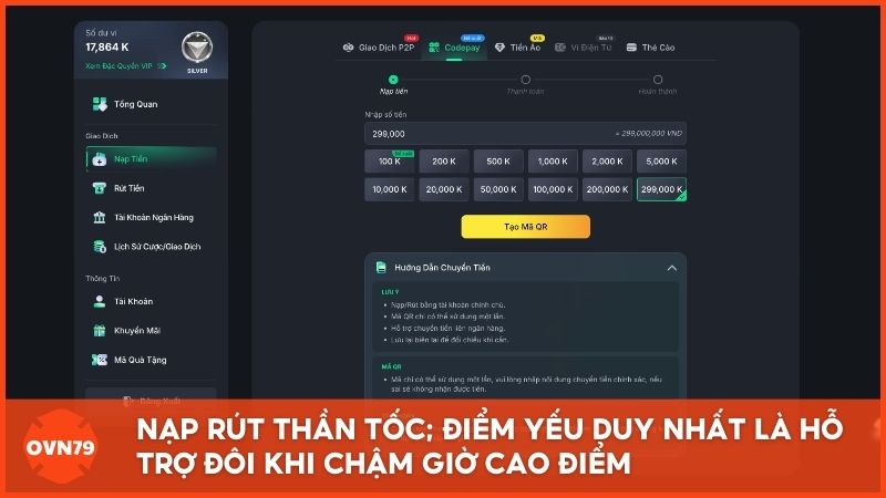 Nạp rút tiền siêu tốc (dưới 5 phút) và giao diện AI thông minh là điểm mạnh